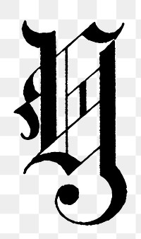 Y letter PNG, German gothic font, transparent background