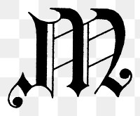 M letter PNG, flemish style font, transparent background