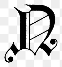 N letter PNG, flemish style font, transparent background