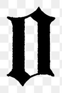 O letter PNG, flemish style font, transparent background