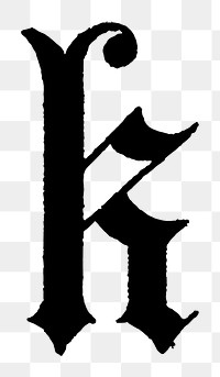 K letter PNG, flemish style font, transparent background