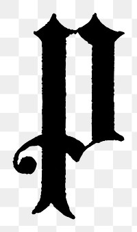 P letter PNG, flemish style font, transparent background