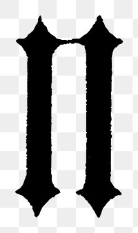 N letter PNG, church text font, transparent background