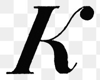 K letter PNG, Italic font, transparent background
