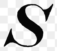 S letter PNG, Italic font, transparent background