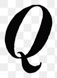 Q letter PNG, Italic font, transparent background