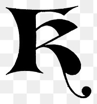 K letter PNG, gothic initials font, transparent background