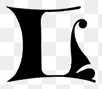 L letter PNG, gothic initials font, transparent background