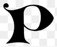 P letter PNG, gothic initials font, transparent background