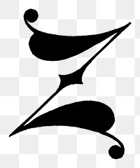 Z letter PNG, gothic initials font, transparent background