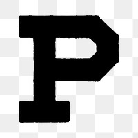 P letter PNG, block calligraphy font, transparent background