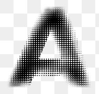 Halftone letter A text white background triangle.