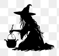 PNG Witch behind a potion pot silhouette female person adult.