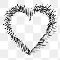 Heart outline shaped doodle illustrated stencil drawing.