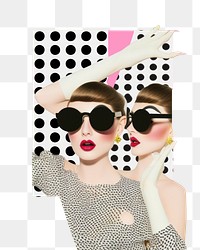 PNG  Retro comic illustration of drag queen accessories photography sunglasses.