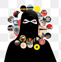 PNG Pop muslim traditional art collage represent of muslim culture sticker fashion female.