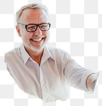 Png Smiling elderly man wearing glasses
