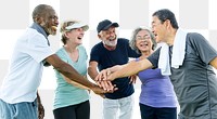 PNG healthy diverse senior adults, transparent background