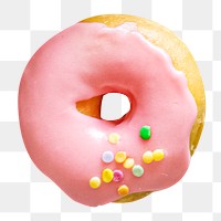 Pink confetti donut png sticker, transparent background