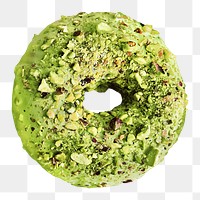 Png green almonds doughnut element, transparent background