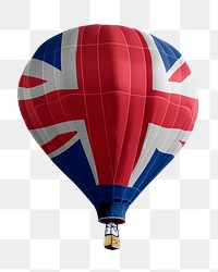 United Kingdom png flag on hot air balloon, transparent background 