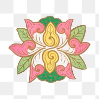 Oriental flower png sticker, Chinese decorative design element on transparent background