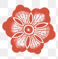 Orange flower png sticker, Chinese aesthetic vintage illustration, transparent background