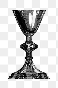 PNG Vintage European style chalice engraving, transparent background