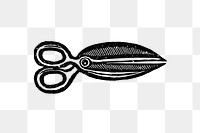 PNG Vintage European style scissors engraving, transparent background