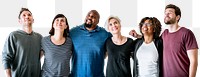 Diverse people png cut out, looking up, transparent background