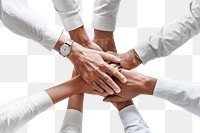 Joined hands png cut out, business teamwork on transparent background