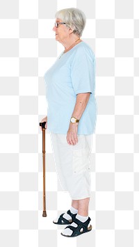 Grandmother png clipart, full body senior side portrait, transparent background