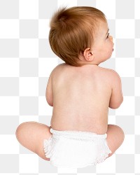 Baby in diaper png sticker, transparent background