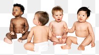 Diverse babies png clipart, transparent background