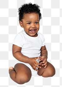 African infant png sticker, cheerful baby, transparent background