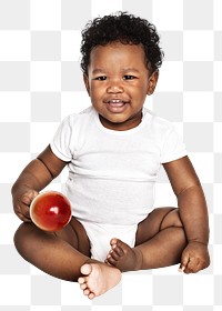 Cheerful baby png sticker, African infant transparent background