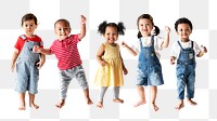 Diverse toddlers png collage element, dancing together, transparent background