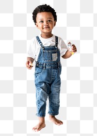 Little boy png clipart, cute African American toddler, transparent background