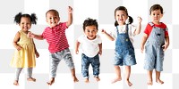 Diverse toddlers png collage element, dancing together, transparent background