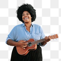 Woman playing ukulele png cut out, summer vacation, transparent background