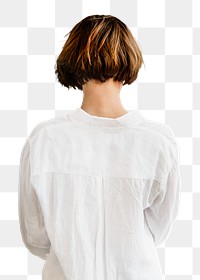 Minimal woman png cut out, back view on transparent background