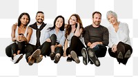 Png diverse people sitting cut out,  transparent background