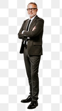 Successful businessman png cut out, crossing arms, transparent background