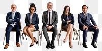 Business people png cut out, candidates waiting for job interview, transparent background