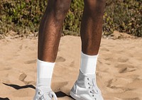 Png ankle socks transparent mockup men’s fashion beach shoot