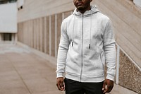 PNG men's zip up hoodie mockup, apparel fashion design