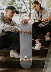 Skateboard png mockup transparent, customizable sport product