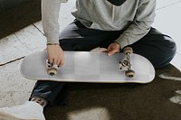 PNG skateboard mockup, customizable sport product