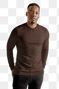 Man png, wearing brown long sleeve, autumn apparel fashion design