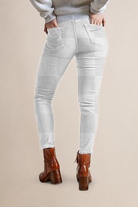 PNG skinny jeans mockup transparent, rear view, women's apparel fashion design